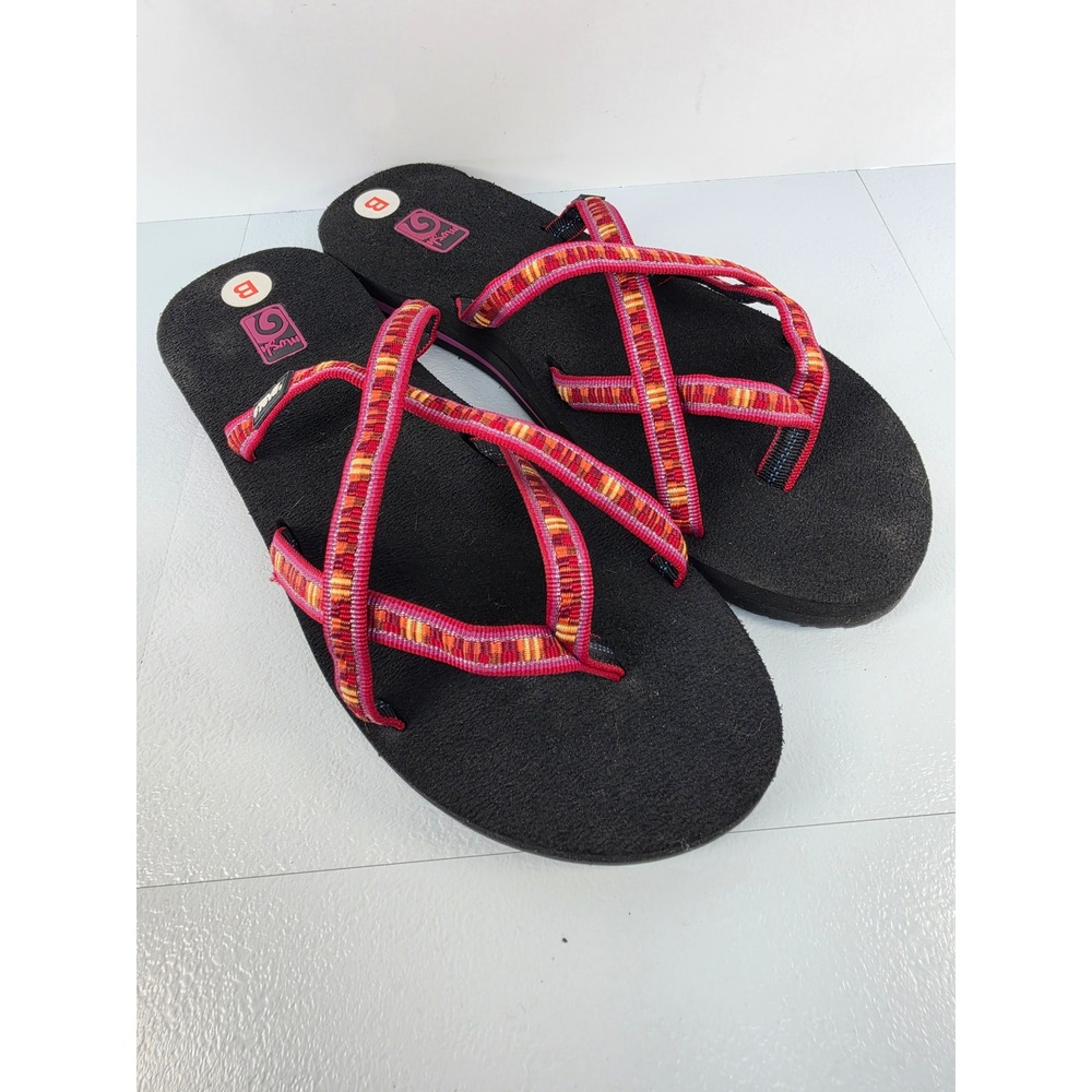 Teva Olowahu Womens Sandals Deep Pink Multi Strappy Flip Flops 6840-DIPK Size 11